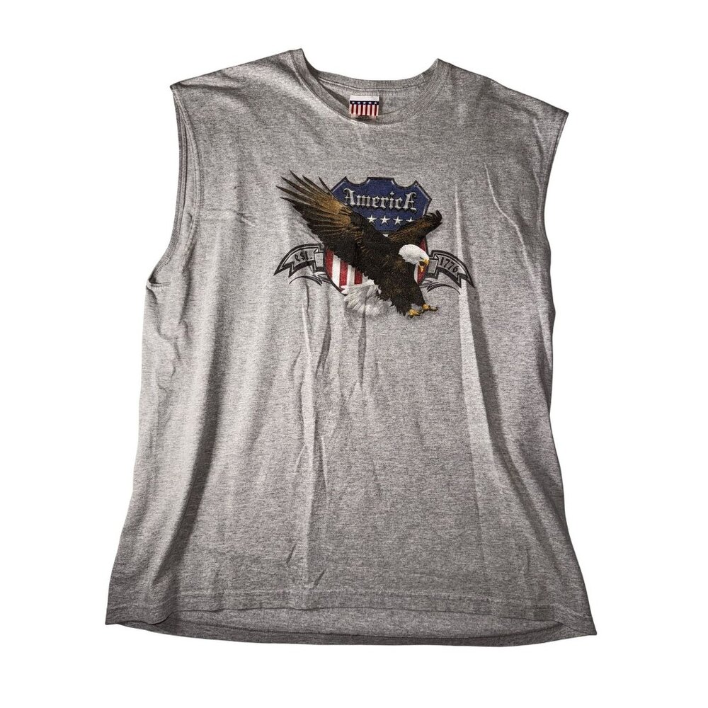 Gray Sleeveless America Eagle Adult XL Shirt USA Design
